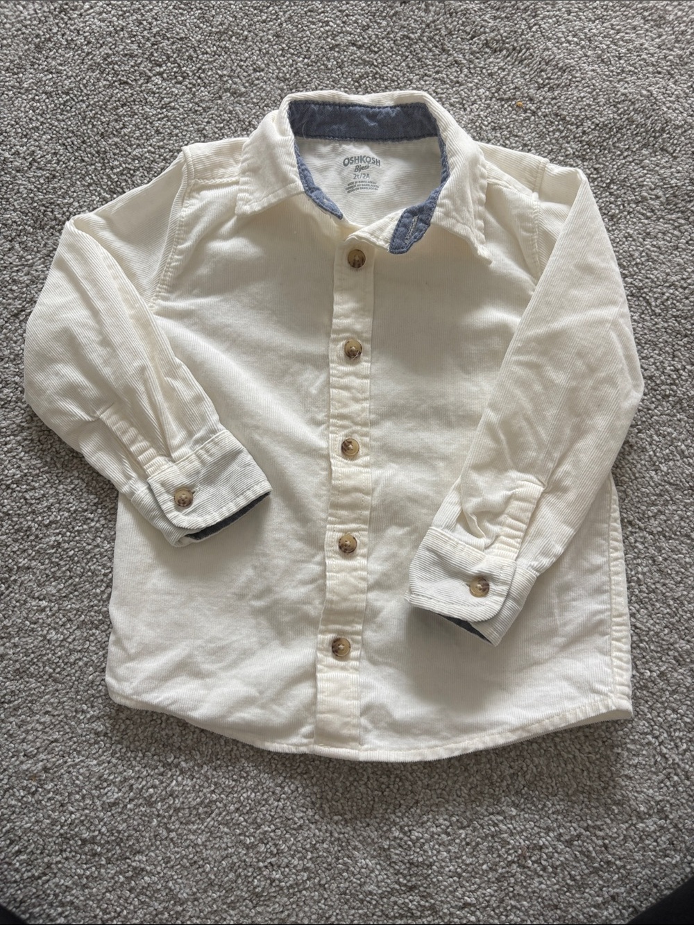 OshKosh B'gosh Cream Button-Down Shirt with Chambray Trim